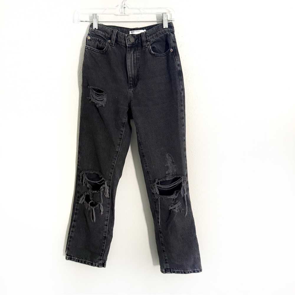 Garage Distressed Faded Grey Vintage Straight Jeans High Rise